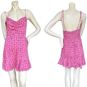 Free People Intimately "Caught Up" Pink Floral Dainty Coquette Mini Dress Medium